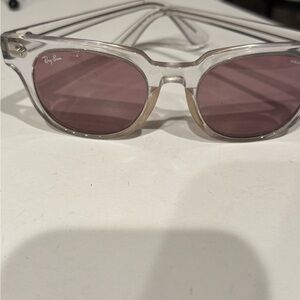 Ray-Ban Transparent Frame Sunglasses with Purple Lenses